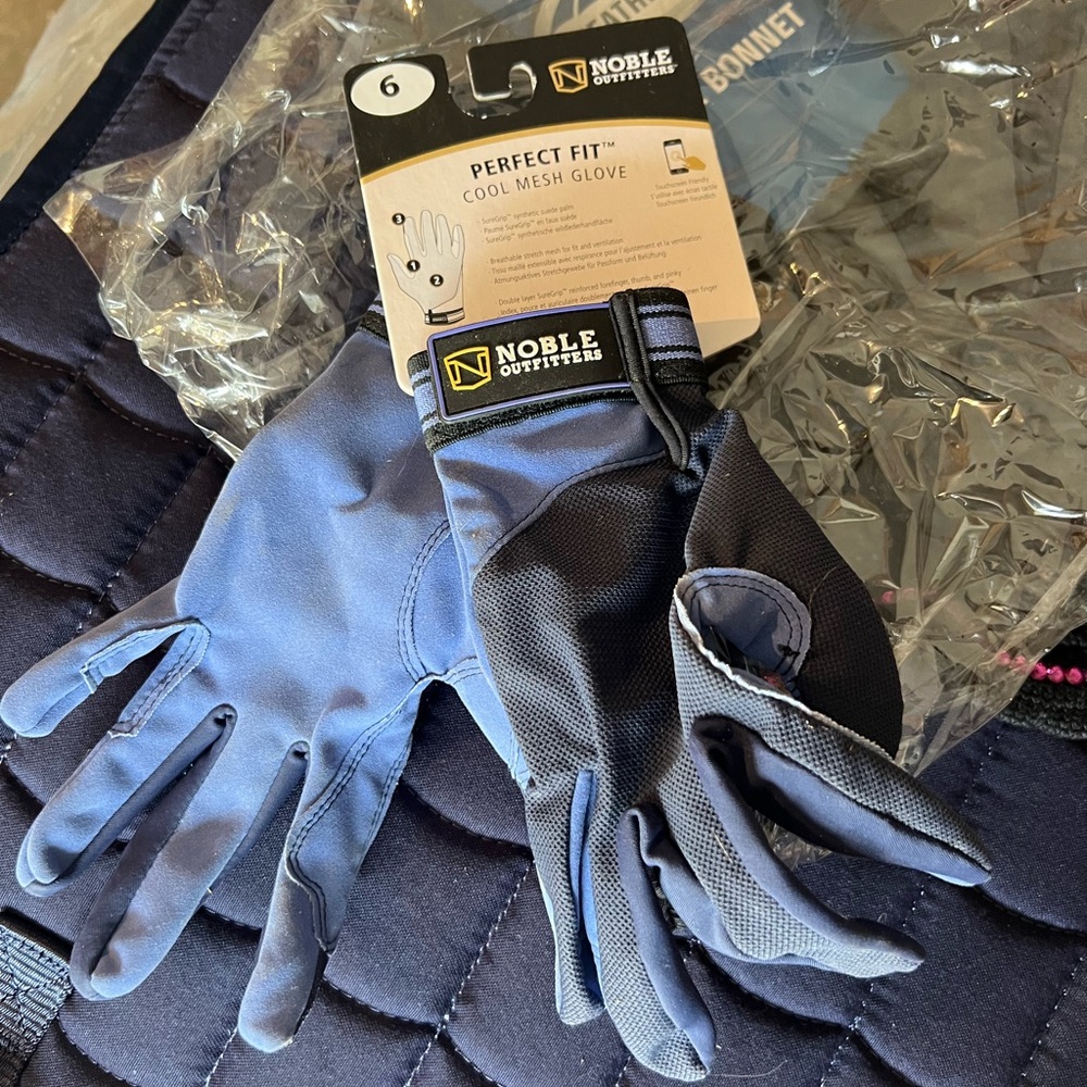 Blue Cool Mesh Equestrian Gloves